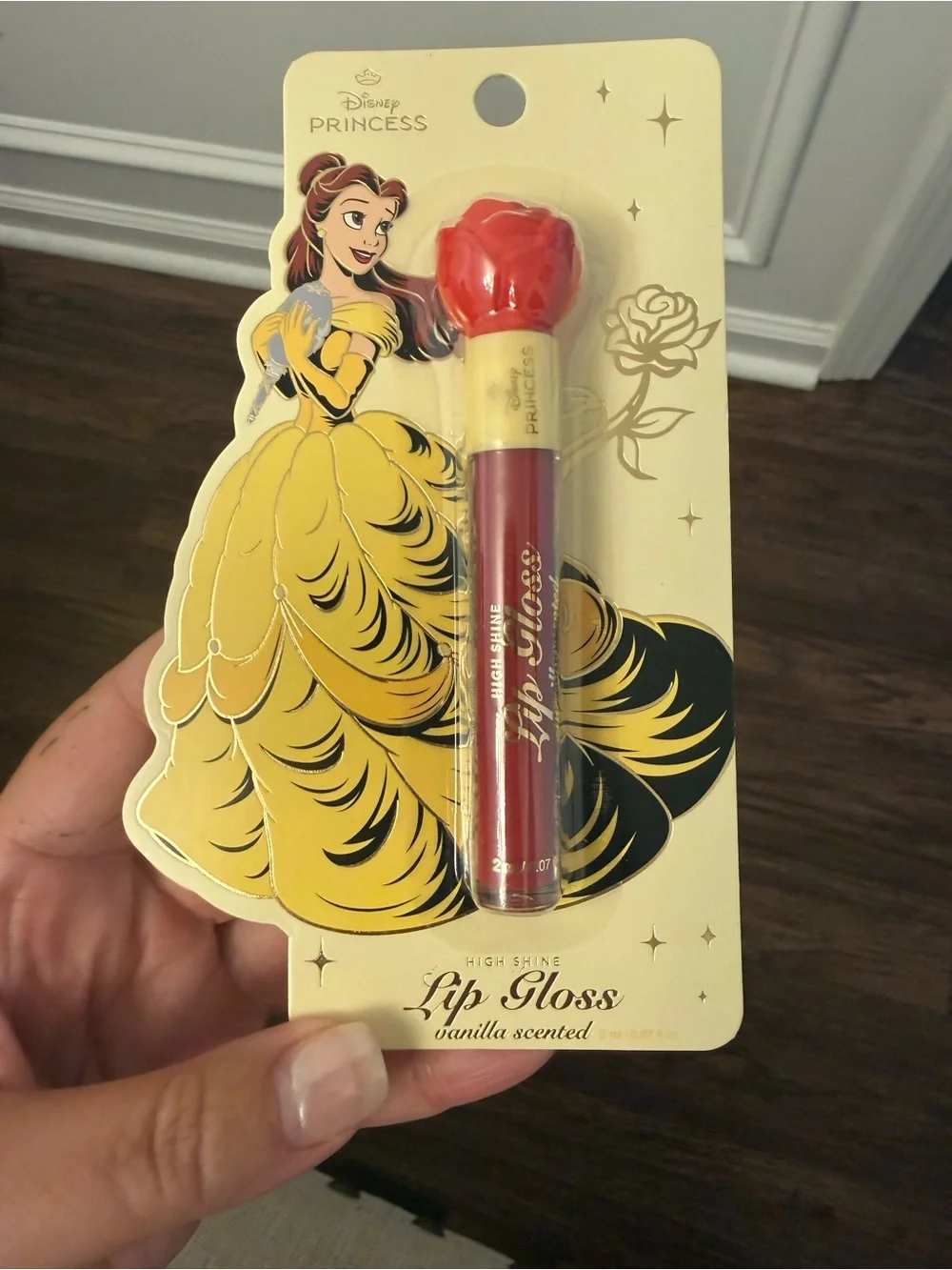 Disney Princess Belle Red Lip Gloss with Rose Cap